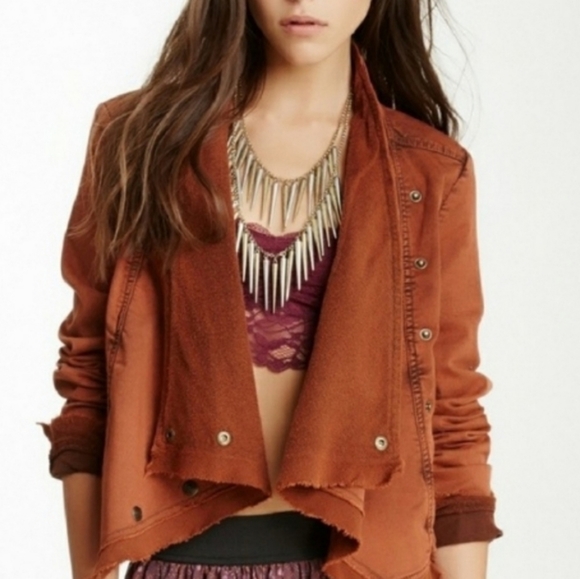Free People Burnt Orange Rust Asymmetrical Moto M - Picture 3 of 8